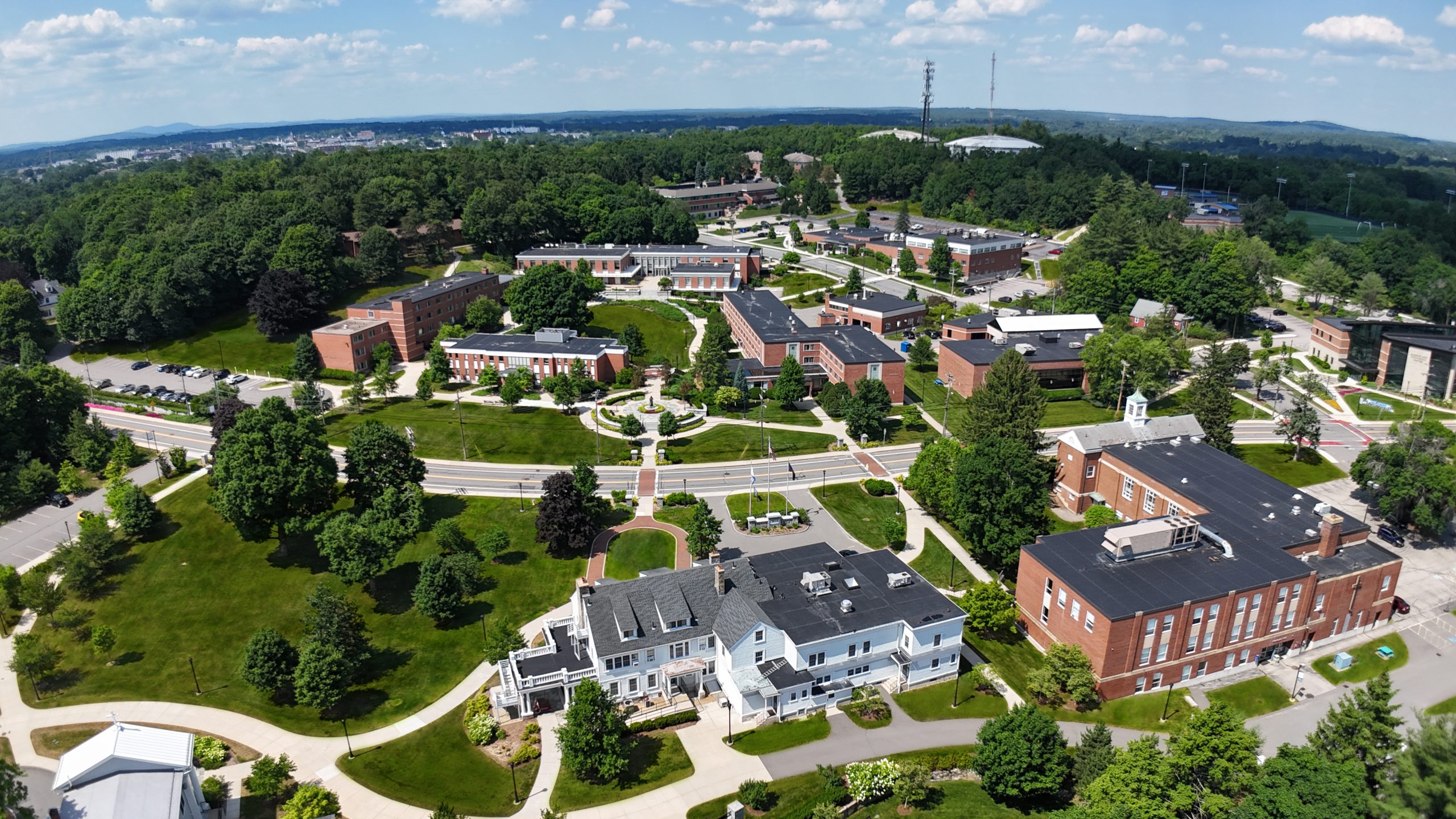 Aerial view of Rivier University campus